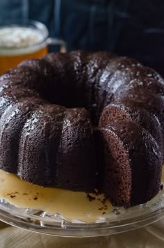 a bundt cake on a plate with frosting