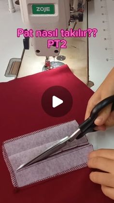 a person using scissors to cut fabric on a sewing machine with the words pat nasi talkir? pt2