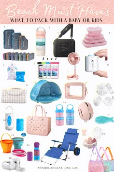 beach must haves what to pack with a baby or kids's bag and other items