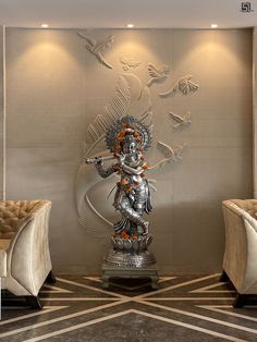 stone engraved leaf and bird Adding the calmness and positive energy to this place Skylight Decor, Mandir Backdrop, Mandir Interior, Stone Cladding Tiles, 3d Stone Wall, Stone Wall Tiles, Cladding Tiles, Wall Cladding Tiles, Tiles For Home