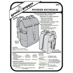 Sewing Pattern. Pioneer Rucksack #563 Multi-sized Pattern Level 2--Easy. Color: Green. Bushcraft Tips, Rucksack Pattern, Preppers Survival, Bushcraft Tools, Backpack Pattern Sewing, Backpack Sewing, Rucksack Bag, Backpack Pattern, Green Pepper