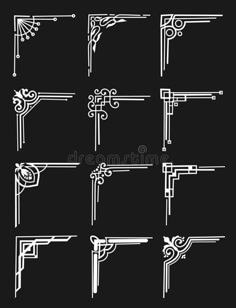 the set of decorative elements for design on black background royalty illustration