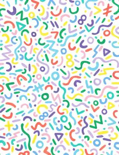 an image of colorful numbers and letters on a white background with lots of different colors