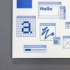 a piece of paper that has some type of webpage on it with the word hello