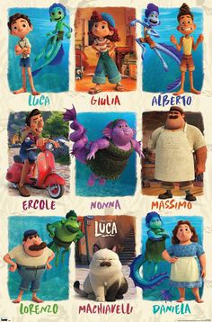 various cartoon characters are shown in the same language as they appear to be from around the world