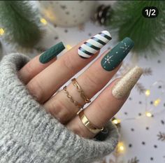 New Years Eve Nails, Tree Nails, Nail Swag, Winter Nail Designs