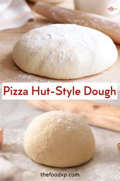 two different types of pizza dough on a table