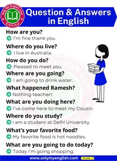 the question and answers in english for students to learn how to say something with pictures