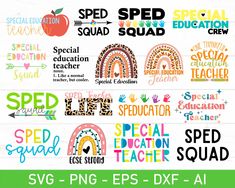 the teacher svg bundle includes several different font styles, including school colors and numbers