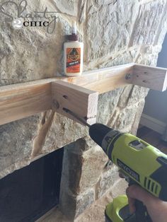 How To Add A Mantle To A Brick Fireplace, Building Mantle For Fireplace, Installing Fireplace Mantle, Add Mantel To Stone Fireplace, Wall Length Mantle, How To Install A Mantle, Build A Mantle Diy, How To Add A Mantle To A Stone Fireplace, Building A Mantel Diy