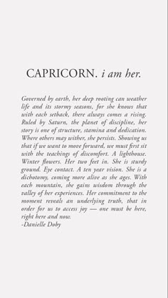 an open book with the title capricorn, i am her