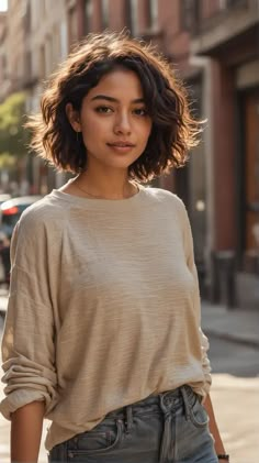 Short Waves Haircut, Short Wavy Natural Hair, Shorter Haircuts For Curly Hair, Bob Hairstyles Curly Wavy, Wavy Short Thick Hair, Layered Bob Hairstyles Wavy Hair, Curly Hair Women Short, Natural Wave Bob, Curly Bob Layers