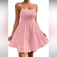 All Orders Ship Next 1-2 Business Days! Spring Dress, Summer Dress, Cami Dress Nwot The Color Is Pink Size Xs Smoke Free Home! Pink Sundress, Lace Panelled, Spring Dress, Cami Dress, Dress Summer, Ruffle Hem, Short Dress, Dress P, Date Night Outfit