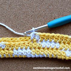 the crochet stitch is being worked on