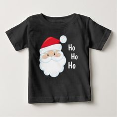 Ho Ho Ho Santa Face Christmas Holidays Red White Baby T-Shirt - baby gifts giftidea diy unique cute Ho Baby, Baby Christmas Shirt, Xmas Sweaters, Santa Ho Ho Ho, Shirt Typography, Sublimacion Ideas, Ideas Navideñas, Fabulous Christmas, Santa Face