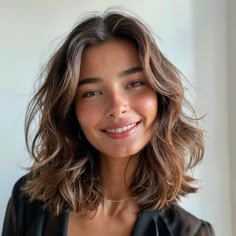 Turn Heads With These 93 Stunning Medium-Length Layered Hairstyles Shoulder Length Bobs With Layers, Thick Wavy Hair Short Haircut, Short Hairstyle Inspiration, Short Thick Hair Wavy, Lucia White Lotus Hair, Medium Length Naturally Wavy Hair, Layered With Curtain Bangs Medium Hair, Lob Haircut Wavy Hair, Short Wavy Hair Cuts With Layers