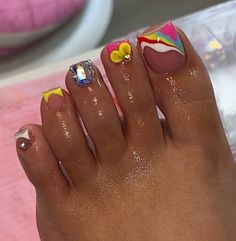 Orange Acrylic Nails, Toenail Designs, Manicure Designs, Gel Toe Nails, Acrylic Toes, Acrylic Toe Nails, Gel Toes, Duck Nails, Cute Toe Nails