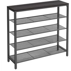 an empty shelf with three shelves on each side and one shelf below the shelf is gray