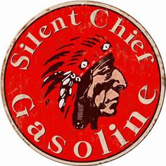 Silent Chief Gasoline, Aged Style Aluminum Metal Sign, 3 Sizes Available, USA Made Vintage Style Ret Gas Pumps, Indian Head