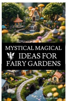 the cover of a book with an image of a fairy garden and a small house