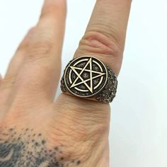 Your personal Wiccan pentacle ring to stay connected Connect yourself to the world beyond wearing a mysteriously charming ring from my Witchy Jewelry Collection. For the centuries, our ancestors used significant jewelry not only to impress with the look, but to underline an important message or as an amulet. Anyone who feel inspired by witch craft, witchy and goth accessories, should definitely consider wearing this captivating Pentacle ring on their finger. It is high-quality product made from Pentacle Ring, Witchcraft Jewelry, Greek Mythology Jewelry, Pagan Beliefs, Mythology Jewelry, Hand Casting, Mjolnir Pendant, Wiccan Magic, Goth Accessories