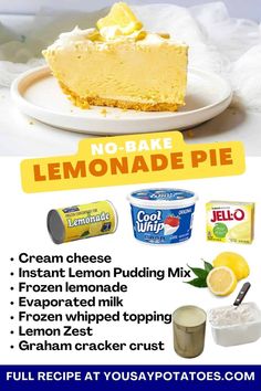 an advertisement for lemonade pie on a plate