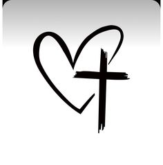 a heart with a cross drawn on it