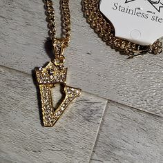 Letter V With A Crown Filled With Cubic Zirconia, Gold Chain Anthropologie Necklace, Evening Necklace, Multi Gemstone Necklace, Black Leather Choker, Multi Necklace, Faith Necklace, Chanel Necklace, Back Necklace, Gold Long Necklace