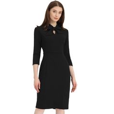 The dress is simple but elegant and classy, the length of dress is enough, not too short or too long that suit for spring and summer. Pair with heels can build a business casual look, and you can add a trench coat at cool season such as fall and spring. Elegant Career Dresses With 3/4 Sleeves, Solid Color Office Dress With 3/4 Sleeve, Fitted Half Sleeve Midi Dress For Office, Elegant Half-sleeve Midi Dress For Office, Half Sleeve Midi Dress For Formal Occasions, Elegant Half Sleeve Midi Dress For Office, Elegant Workwear Dress, 3/4 Length, Elegant 3/4 Length Workwear Dresses, Elegant 3/4 Length Dress For Work