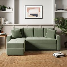 a living room scene with focus on the corner sofa