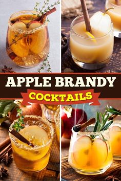 apple brandy cocktails with cinnamon and apples