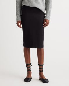 Elevate your workwear wardrobe with our Ultra-Stretch Ponte Pencil Skirt. Crafted from premium ponte fabric, this skirt offers the perfect balance of style and comfort. Wrinkle-resistant and designed for the modern professional, it pairs seamlessly with o Affordable Workwear Midi Pencil Skirt, Cheap Casual Workwear Skirt, Black Pencil Skirt Booties, Affordable Stretch Skirt For Party Season, Affordable Elegant Pencil Skirt For Night Out, Chic Relaxed Pencil Skirt At Affordable Price, Luxury Relaxed Pencil Skirt For Women, Affordable Lined Skirt For Office Wear, Cheap Pencil Skirt For Fall Workwear