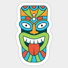 a sticker with an image of a mask on it's face and teeth