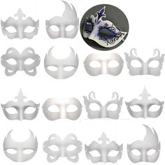 PRICES MAY VARY. High Quality Materials White Mask: 14 PCS white masquerade masks are made of high quality eco-friendly hard paper pulp, easy to paint, good shape, can’t be easily broken when you lost to the ground accidentally. It’s Time To Show Your Artistic Ability: these blank masks is no pattern,no design, you can play your own imagination to create a beautiful mask that belongs to you.It is good chance for you to do arts ,craft and design your own mask.Perfect for art class or craft time o Butterfly Masquerade Mask, Diy Masquerade Mask, White Masquerade Mask, Masquerade Mask Diy, White Masks, Mask Shapes, Masks Crafts, Party Mask, Masquerade Masks