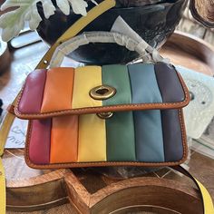 This Is An Adorable Bag. It Is About 8“ X 4.5”X3”. Roomy On The Inside And Can Accommodate An Iphone 14 S Plus With Room For Other Items. Zippered Pouch On The Inside. Shoulder Strap. Turn Lock Closure. Leather. Bag Is Sold Out. I Cannot Find The Dust Bag. Designer Multicolor Bags For Everyday Use, Designer Multicolor Rectangular Satchel, Luxury Multicolor Bag With Adjustable Strap, Designer Multicolor Satchel With Detachable Strap, Designer Multicolor Rectangular Shoulder Bag, Luxury Multicolor Satchel With Adjustable Strap, Luxury Multicolor Handheld Satchel, Designer Multicolor Top Handle Satchel, Multicolor Top Handle Satchel With Mobile Phone Bag