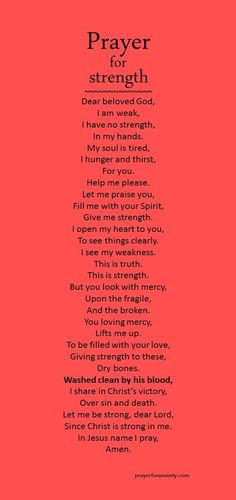 a red background with the words prayer for strength