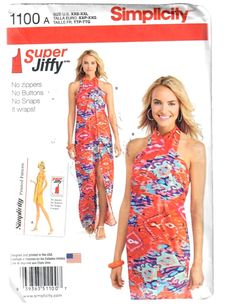 Simplicity Sewing Pattern 1100 Misses' Jiffy Cover-up in 2 Lengths Sizes XXS-XXL  | eBay Beach Coverup Pattern, Swim Wrap, Hawaiian Muumuu, Sarong Wrap, Robes Vintage, Swimsuit Pattern, Print Design Pattern, Simplicity Sewing, Simplicity Sewing Patterns