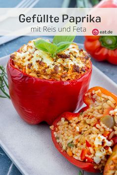 Gefüllte Paprika mit Reis & Feta Eat Smart, Recipes Chicken, Good Healthy Recipes, Clean Recipes, Workout Food