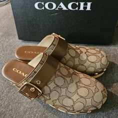 Womans Coach Clogs New Summer Non-slip Brown Clogs, Coach Clogs, Vintage Brown Clogs With Removable Insole, Croc Clogs, Brown Clogs, Brown Clogs With Buckle Closure, Medium Width, Dream Shoe, Clogs Outfit, Women's Slip On Shoes