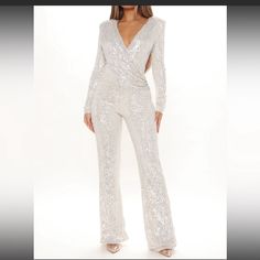 Brand New! Extremely Gorgeous And Sparkly. I’m 5’1 So If You’re My Height It Will Fit Too Long, It Will Look Amazing With Heels On. Glamorous Fitted Jumpsuits For Date Night, Glamorous Fitted Jumpsuits And Rompers For Date Night, Fitted Sequin Jumpsuits And Rompers For Date Night, Fitted V-neck Sequin Jumpsuit, Fitted V-neck Sequin Jumpsuits And Rompers, Fitted Sequin V-neck Jumpsuits And Rompers, Fitted Party Overalls, Party Overalls With Fitted Stretch, Glamorous V-neck Jumpsuits And Rompers For Going Out