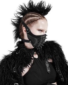 Death Rebel Mask - Goth Mall Chica Punk, Mask Accessories, Leather Face Mask, Nose Mask, Mask Filter, Metal Spikes, Trendy Face Masks, Leather Mask, Black Goth