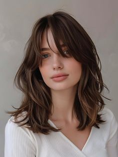 Trendy Shoulder Length Cuts with Curtain Bangs for All Face Shapes Med Length Hair Styles Layers, Midlength Haircuts Curtain Bangs, Haircut Shoulder Length Curtain Bangs, Brunette Lob Haircut With Curtain Bangs, Medium Hair Ideas Haircuts, Midlength Hairstyles Curtain Bangs, Long Bob Layers Curtain Bangs, Long Bob Hairstyles Wavy Hair, Medium Length Haircut Long Bangs