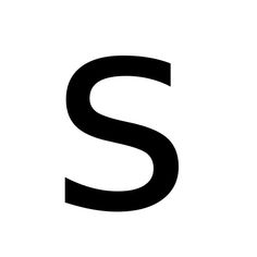 the letter s is made up of black letters on a white background, and it appears to be rounded