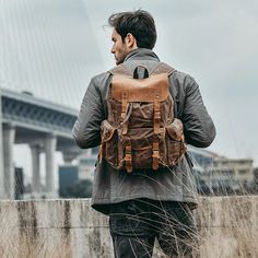 Genuine Leather & Canvas Vintage Backpack — More than a backpack Rugged Canvas Backpack For Outdoor, Large Capacity Canvas Backpack For Adventure, Outdoor Large Capacity Canvas Backpack, Rugged Travel Backpack With Canvas Lining, Functional Leather Backpack For Travel With Canvas Lining, Functional Backpack For Outdoor Activities With Canvas Lining, Functional Waxed Canvas Backpack For Adventure, Functional Outdoor Backpack With Canvas Lining, Brown Canvas Travel Backpack