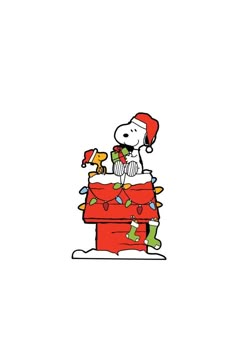 a charlie brown christmas card with a person sitting on top of a pile of presents