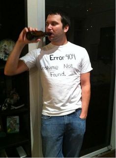 a man drinking from a bottle while standing in front of a door with the caption error 407 assume not found