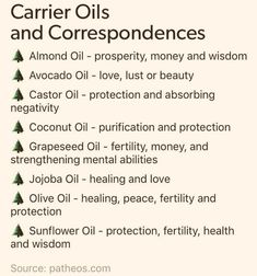 the benefits of carrier oils and correspondences