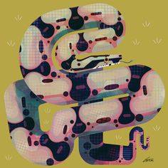 an illustration of a snake on a yellow background