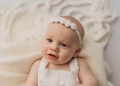 Delicate white headband with handmade rosettes and pearls. This headband can be done in a bigger size and any color . White Baby Headband, Headband White, Newborn Headband, Simple Photo, White Headband, Pearl Headband, Newborn Headbands, Baby Headband, Baby Headbands