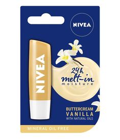 Welcome to TheEuroStore24 Shop: Up for your consideration today is: 1 can of: Nivea Lip Balm:   It instantly melts into the lips thanks to its silky consistency   Provides lips with 24-hour hydration   The sweet scent of vanilla cream   A unique formula with natural oils and shea butter   For wonderfully soft lips all day long Enjoy the NIVEA® Vanilla Buttercream lipstick with the sweet scent of vanilla cream! Its unique formula with natural oils and shea butter, with a pleasant and silky textur Niva Lip Balm, Gloss Nivea, Nivea Vanilla, Nivea Lip Butter, Nivea Lip Balm, Vanilla Lip Balm, Lip Care Routine, Kissable Lips, Lip Butter